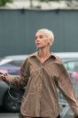 Zara РУБАШКА ИЗ ПОПЛИНА БОЛЬШОГО РАЗМЕРА В ПОЛОСКУ кремового / коричневого цвета