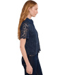 Lace Short Sleeves Hidden Placket Shirt