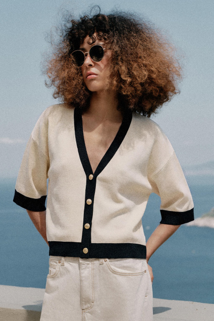 Zara КАРДИГАН С КОНТРАСТНОЙ ОТДЕЛКОЙ 522878802-712-2