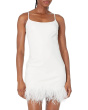Faux Leather Spaghetti Strap A-Line Dress w/ Feathers FLT308