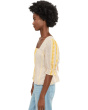 1/2 Sleeve Square Neck Tie Back Woven Top
