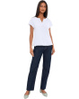 Short Sleeve Ruffle Henley Swing Top