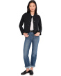 Petite Fringe Mix Knit Bomber Jacket