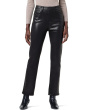 Nico Mid-Rise Straight Ankle w/ Slit Hem in Coated Black Beauty
