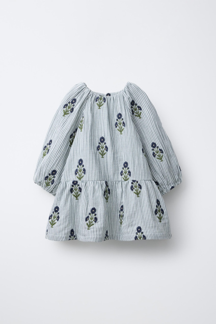 Zara ПЛАТЬЕ В ПОЛОСКУ С ЦВЕТОЧНОЙ ВЫШИВКОЙ 503412548-400-18