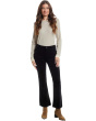 Kelsey Corduroy High-Rise Fab Ab Ankle Flare With Raw Hem in Black