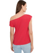 Short Sleeve Asymetric Off-Shoulder Knit Top