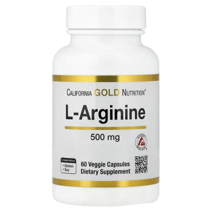 California Gold Nutrition, L-аргинин, 500 мг, 60 растительных капсул