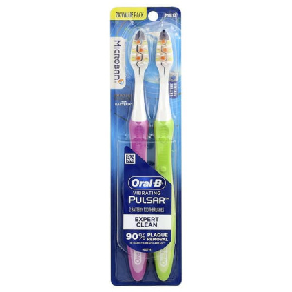 Oral-B, Vibrating Pulсар™, зубная щетка на батарейках, средний размер, 2 шт.