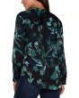 Petite Long Sleeve Btn Front Banded Collar Woven Shirt Light Weight Printed Jersey