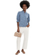 Chambray Short Sleeve Hidden Placket Top