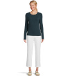 Sheer Knit Round Neck Slim Long Sleeve Tee