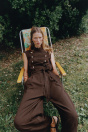 Zara Комбинезон С ЗАСТЕЖКОЙ-МОЛНИЕЙ И ремнем коричневого цвета