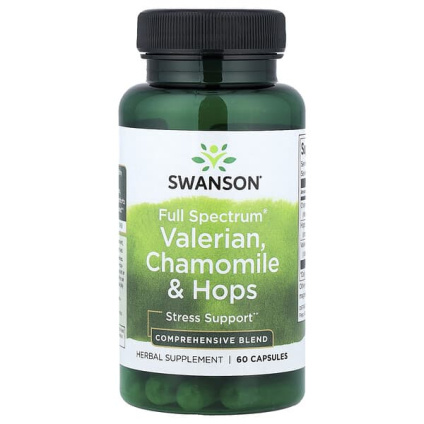Swanson, Full Spectrum®, валериана, ромашка и хмель, 60 капсул