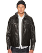 Faux Leather Trucker with Jersey Hood and Fleece Lining