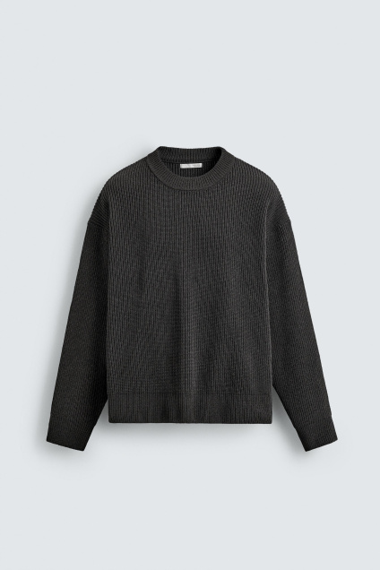 Zara ТЕКСТУРИРОВАННЫЙ СВИТЕР ИЗ СИНЕЛИ 495688900-802-2