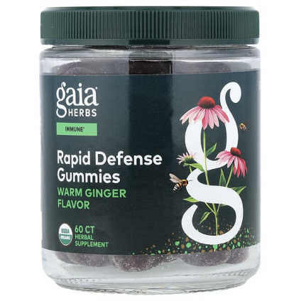 Gaia Herbs, Rapid Defense, жевательные таблетки, со вкусом имбиря, 60 шт.