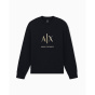 Armani Exchange Мужская вышитая хлопчатобумажная толстовка с круглым вырезом и длинными рукавами