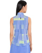 Geometric Plaid Short Stand Collar Partial Front Zipper