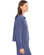 Striped Organic Cotton Gauze Mandarin Collar Shirt