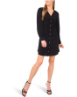 Shirred V-Neck Button Down Dress