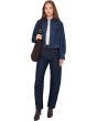 Long Sleeve Sculptural Sleeve Top In Rinse Wash