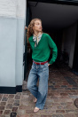 Zara Джинсы Z1975 С ШИРОКИМИ ШТАНИНАМИ И ДВОЙНЫМ ПОЯСОМ Средне-синего цвета