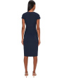 Cap Sleeve Asymmetrical Neck Crepe Sheath