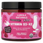 Llama Naturals, витамины D3 и K2 для детей, настоящие фруктовые жевательные таблетки, со вкусом малины, 60 жевательных таблеток