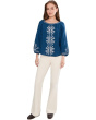 3/4 Sleeve Woven Top with Embroidery