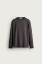 Zara ФУТБОЛКА SUPIMA® коричневого цвета с длинными рукавами