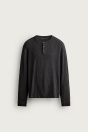 Zara ТРИКОТАЖНАЯ РУБАШКА С черным размытым ВОРОТНИКОМ HENLEY