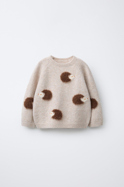 Zara ВЯЗАНЫЙ СВИТЕР С ЕЖИКАМИ 501989128-052-6