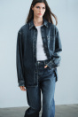 Zara Джинсовая РУБАШКА ZW COLLECTION синего цвета