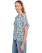 Shirred Short Sleeve Key Hole Top