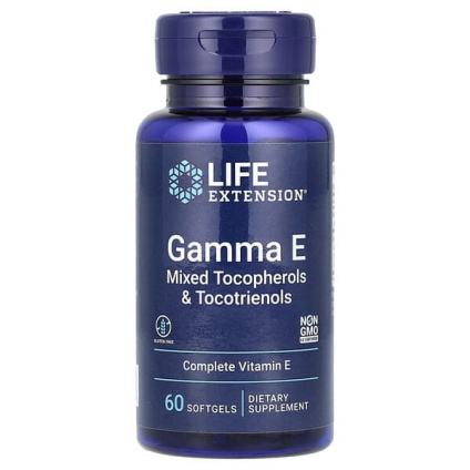 Life Extension, Gamma E, смесь токоферолов и токотриенолов, 60 капсул