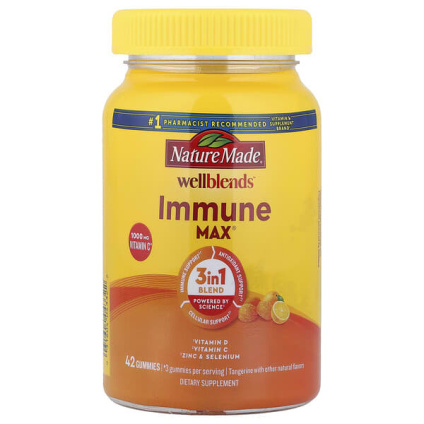 Nature Made, Wellblends™, жевательные таблетки ImmuneMax®, со вкусом мандарина, 42 жевательные таблетки