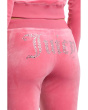 Luxe Velour Rib Waist Velour Pants with Mixed Ston