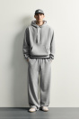 Zara Базовая толстовка С КАПЮШОНОМ серого мелированного цвета НЕПРИНУЖДЕННОГО покроя