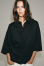 Zara Рубашка БОЛЬШОГО РАЗМЕРА С КОЛЛЕКЦИЕЙ RAMIE ZW черного ЦВЕТА