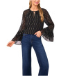 Tiered Sleeve Front Keyhole Blouse