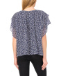 Printed Tie Neck Double Ruffled Sleeve Top
