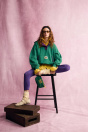Zara КОНТРАСТНАЯ ТОЛСТОВКА С КАПЮШОНОМ FRUIT OF THE LOOM Gr?n