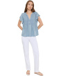 Flutter Sleeve Popover Blouse with Pin Tuck