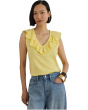 Ruffle-trim Slub Jersey Sleeveless Top