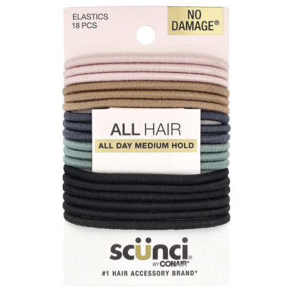 Scunci, No Damage® Eрезинки, для всех волос, средняя фиксация в течение всего дня, 18 шт.