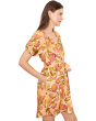 Short Sleeve Shirred Button Front Woven Dress with Pockets