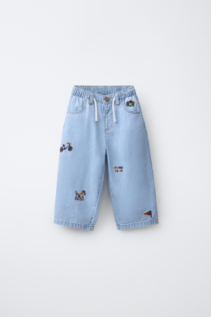 Zara ПЛАВНЫЕ БРЮКИ С ВЫШИВКОЙ 521954963-406-18