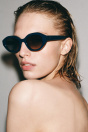 Zara ОВАЛЬНЫЕ СОЛНЦЕЗАЩИТНЫЕ ОЧКИ синего цвета