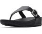 Lulu Crystal-Buckle Leather Toe-Post Sandals